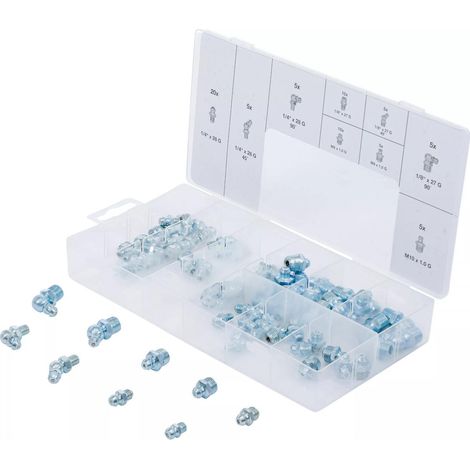 Assortiment 70 graisseurs a visser metriques/pouces, droit et coudee (1/3)