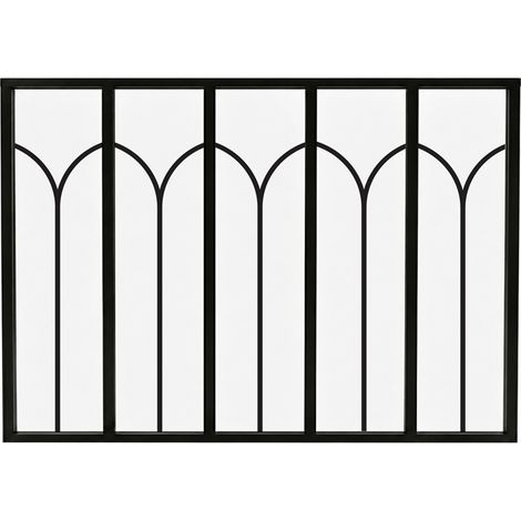 Verrière atelier intérieure aluminium noir 5 vitrages 168 x 117 cm - Décor art déco - Arcade - noir et transparent - Verre trempé (1/5)