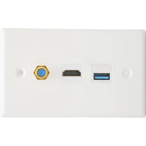 Plaque murale Ethernet HD Multimedia Interface sans soudure, USB 3.0 HD, type F, pour téléviseur, projecteur et ordinateur (1/5)