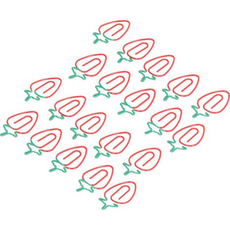 Trombones Fraise Métal Electroplastique 100 Pièces, Style Fruit Mignon, Multicolore, pour Bureau Maison École, Fournitures Papeterie (1/5)