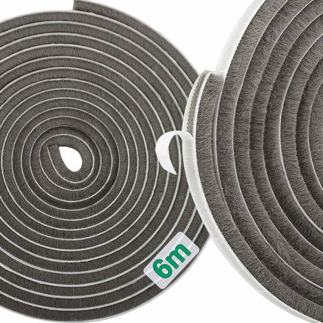 Bande auto-adhésive de brosse de joint de porte et de fenêtre de 6 m, bruit coupe-vent et antipoussière, 9  9 (1/5)