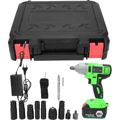 Clé à chocs sans fil 220W 98VF, outil électrique rechargeable sans balai, prise UE 80-240V, 1 batterie + 1 chargeur (1/5)