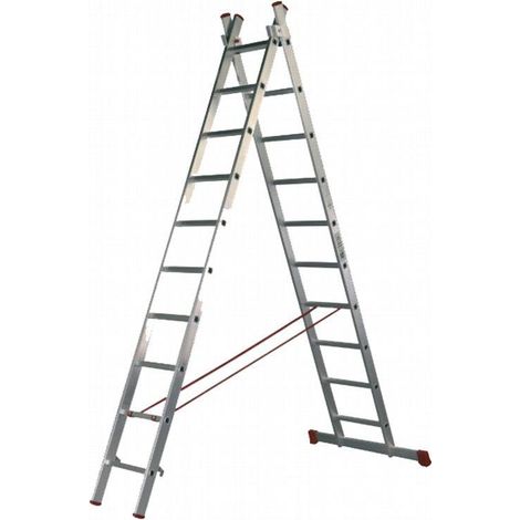 FPLUS escalera 2tram.mult.2x 9 2.5+2.5 mt. , Escalera aluminio multiple deslizante y tijera maximo 150 kg y peldaño de 34.5 cms.
Medidas en tijera 2.50 mtrs.. con persona 3.81 mtr