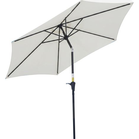 Sombrilla de jardín de 2,6 x 2,4 m con manivela y cabezal basculante, de aluminio y poliéster, color beige y negro. (1/5)