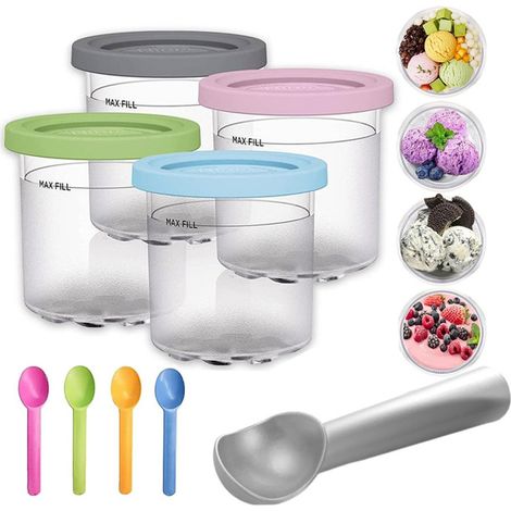 Pot Pour Glace - 16 Oz - Compatible Avec Ninja NC299AMZ NC300 NC301 CN305A CN301CO - BPA Free - Lot De 4 (1/5)