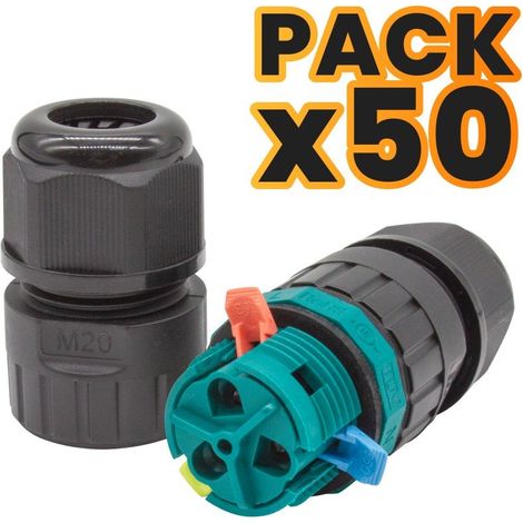 Pack 50 Conectores Estancos IP68 450V 2P+tt 0.5-2.5mm² Sin Tornillos (1/5)