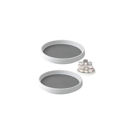 2 Pcs Plateau Tournant Epices Antidérapantes et Stables Plateau Rond pour Armoire Table Placard Réfrigérateur Support à Condiments en Plastique Blanc (1/4)