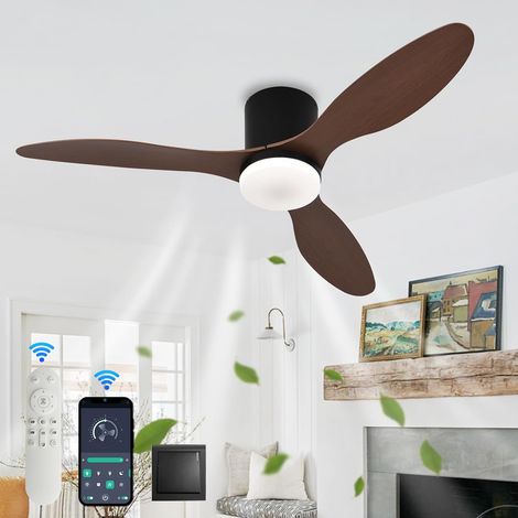Ventilateur de plafond de 100 cm avec lumière et télécommande, ventilateur de plafond silencieux à LED réversible CC, convient au salon et à la chambre - D 42 pouces [Classe énergétique A++] (1/5)