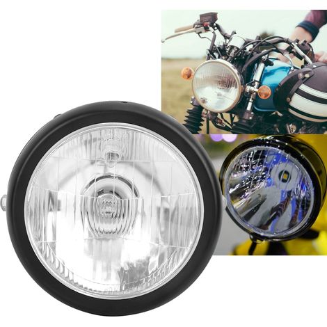Phare avant rond rétro en alliage noir, lentille blanche, pour moto CG125 GN125 (1/5)