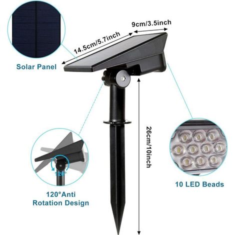 Jardin de lumière solaire, 20 projecteurs de jardin à LED Projecteur solaire pour jardin extérieur avec IP65 étanche, 2 modes, éclairage de jardin à LED à couleurs changeantes Applique murale d'extéri (1/3)