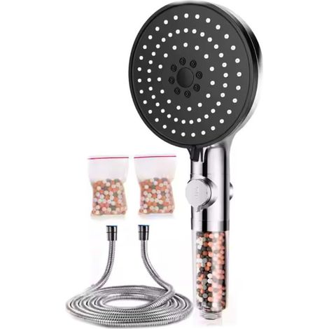 Pommeau de douche avec flexible de 1,5 m, filtre, 5 modes de pulvérisation, pommeau de douche à économie d'eau (1/5)