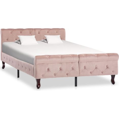 Bettgestell Rosa Samt 120x200 cm vidaXL (1/5)