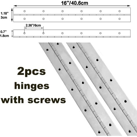 (2 pièces 16 po x 30 mm x 1,2 mm) 2 charnières piano en acier inoxydable antirouille, pour portes d'armoires, meubles marins, boîtes en bois, charnières sur mesure (1/5)