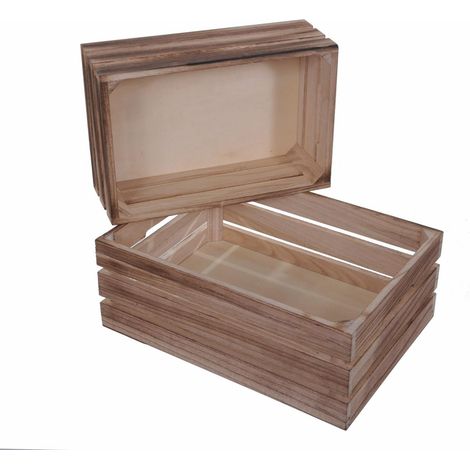 Set di 2 Cassetta in Legno Larghezza 35 cm Marrone (1/4)
