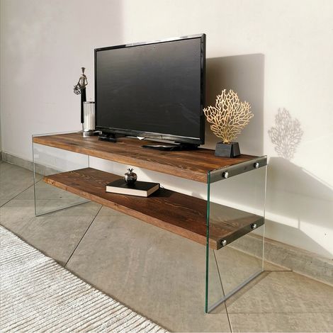 Meubles de télévision Coral Walnut Dennenhout 120x45x35 cm (1/5)