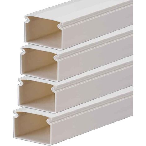 8 Metri Canaline Passacavi In PVC Con Biadesivo e Coperchio 16X16mm Bianco - 4 Pezzi da 2 Metri
