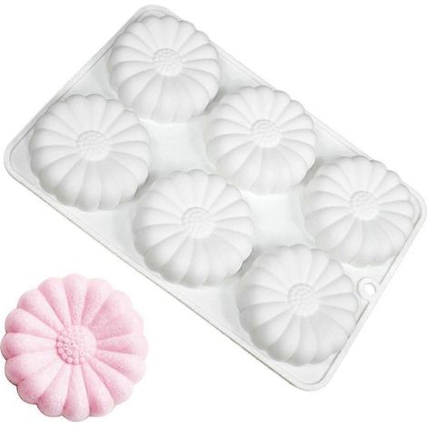 Moule en silicone à 6 cavités en forme de fleur pour la décoration de gâteaux et mousses. Outil de pâtisserie. (1/4)