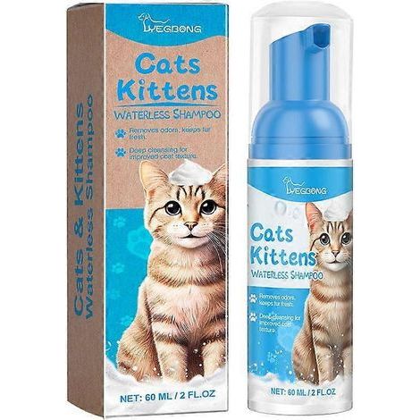 Shampoing sec pour chat sans rinçage. mousse nettoyante sans eau pour chiens et chats. éliminateur d'odeurs (1/4)