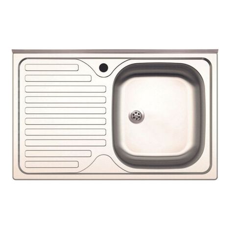 LAVELLO APPOGGIO INOX 1 VASCA DX + GOCCIOLATOIO SX 80 CM- AZUR LINE- 1,0 pz