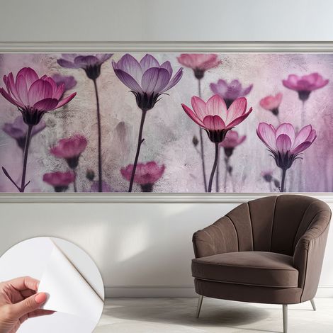 Carta da parati autoadesiva - fotomurale - decorazione parete - stile elegante - decorazione casa - Fiori pastello 250x104 cm (1/5)