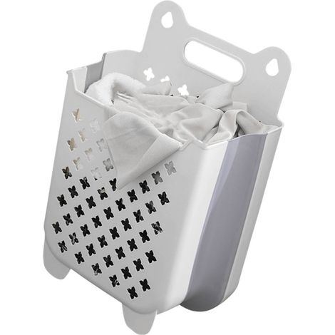 Panier à linge mural pliable grande capacité, blanc, taille L (1/5)