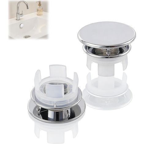 Bouchon Trop Plein Lavabo, Cache Trop Plein Lavabo, Trop Plein Evier - 2 Pièces Bouchon de Trop-Plein en Acier Inoxydable, Rond et Décoratif, Compatible avec Évier et Lavabo (1/5)