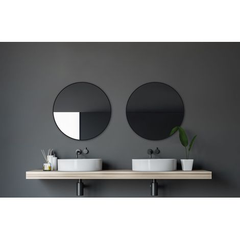 Talos Black Circle Badspiegel - Dekospiegel - rund, 60 cm Badezimmerspiegel - matt schwarz