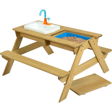 TP Toys Table de jeu en bois & table de toilette rhinocéros  incl. lavabo  Naturel  Dimensions extérieures