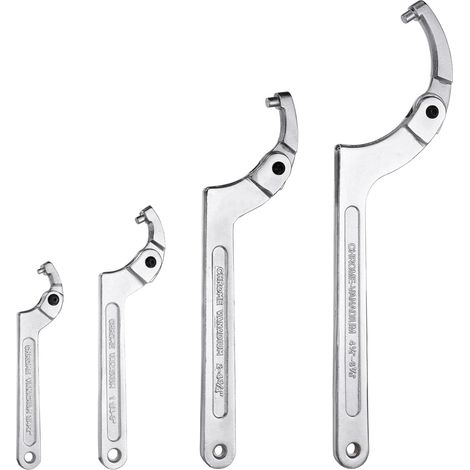 4 Pcs Clé A Griffe Réglable Set C Clé A Crochet Outil Pour Ecrous Anti-Choc 19mm-51mm/32mm-76mm/51mm-121mm/115-170mm Pour Machine Tour Serrage, Tête Ronde (1/5)