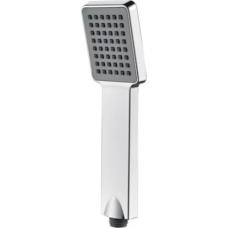 Pommeau de douche carré argenté, mesurant 5,8 x 23,8 cm, avec un pommeau de douche à économie d'eau, une pression d'eau réglable et un connecteur universel pour pommeau de douche à main de 2 cm. (1/4)