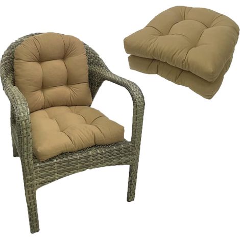 Cojines para sillas de exterior: juego de 2 cojines impermeables de 48 cm x 48 cm, acolchados y rellenos, para sillas de jardín de mimbre en forma de U, aptos para uso interior y exterior. (1/5)