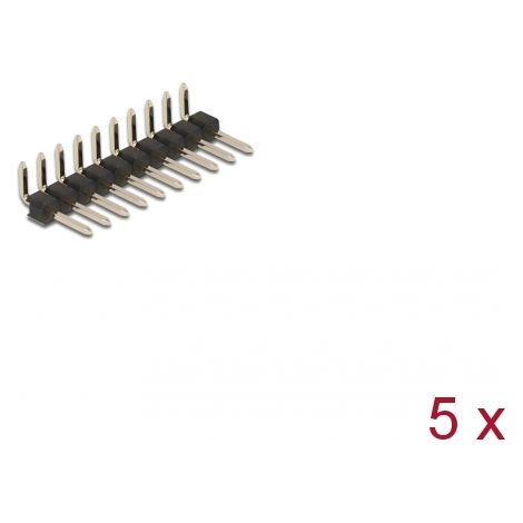 Delock Cabezal de 10 pines, densidad 2,54 mm, 1 hilera, angulado, 5 piezas