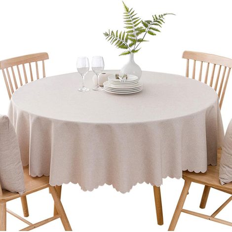 Nappe ronde imperméable et antitache, lavable, 180cm, Beige