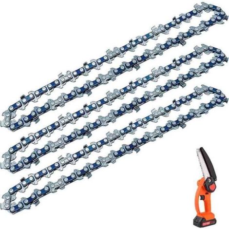 3 Pièces 6"Chaînes de Rechange pour Mini Tronçonneuse Électrique à Batterie Portable, 37 Maillons d'entraînement (1/4)