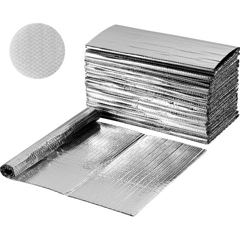 VEVOR Rotolo Isolante Riflettente Doppio, 16 Pezzi Scudo Riflettente del Calore a Bolle deAria a Doppio Strato, Spessore 6 mm 1,22 x 0,61 m, Rotoli di Isolamento Termico per Porte da Garage