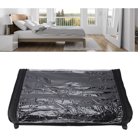 Unterbett-Aufbewahrungsbox mit Rollen, Kohlenstoffstahl, 30 kg Tragkraft, faltbar, transparent, Organizer für Kleidung und Schuhe, schwarz (1/5)