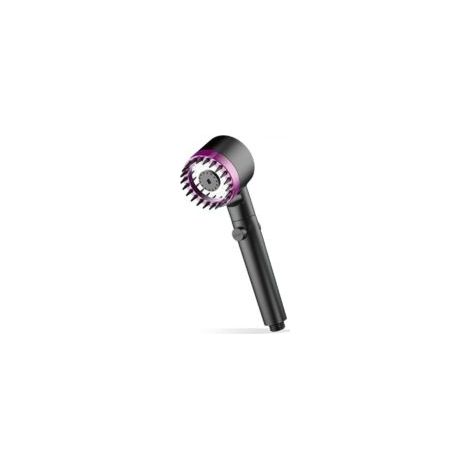 Universeller Multifunktions-Duschkopf, 3 Strahlarten, Ein-Knopf-Bedienung, verstellbar, mit Regendusche (rosa). – Crezuo