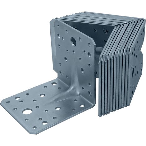 HELPMATE - 12 collegamenti angolari con nervatura 10x10x90 mm - Connettore per legno con zincatura galvanizzata e passivato blu - Squadretta perforata con protezione anticorrosione eccellente (1/5)