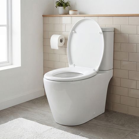 Abattant WC Forme O, Clipsable, Universel, avec Poignée, Frein de Chute, Uréa-duroplast, Capacité 300 kg, Blanc (1/4)