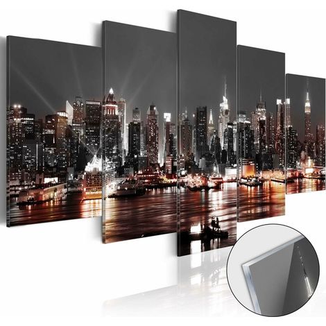 Tableau sur verre ville grise - 200 x 100 cm (1/4)