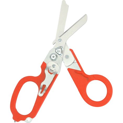 Ciseaux de Secours Urgence avec Coupe-Vitre et Coupe-Bague, Pliants et Verrouillage, Intérieur/Extérieur Orange (1/5)