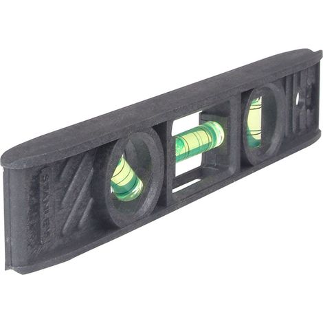 Stanley Torpedo Spirit Level with Horizontal, Vertical, and 45° Bubble Indicators, ABS Plastic Construction, Includes Hanging Gauge (Model 0-42-294)