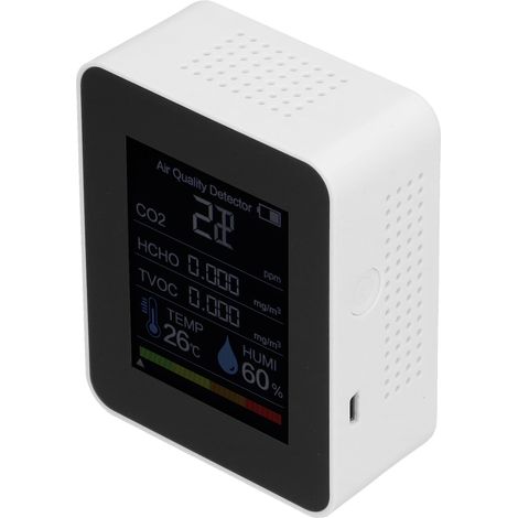 Capteur Infrarouge CO2 5-en-1 Détecteur Multifonction Qualité de l’Air pour Maison (Blanc) (1/5)