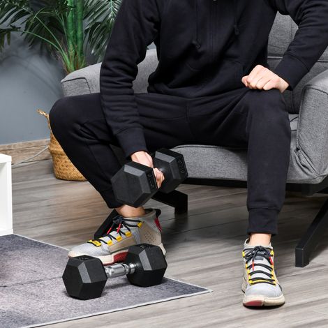 Haltères hexagonales. Lot de 2 haltères avec poignées moletées. Haltères en fonte. 2 x 8 kg. Haltères pour hommes et femmes. Usage domestique ou en salle de sport. Musculation.