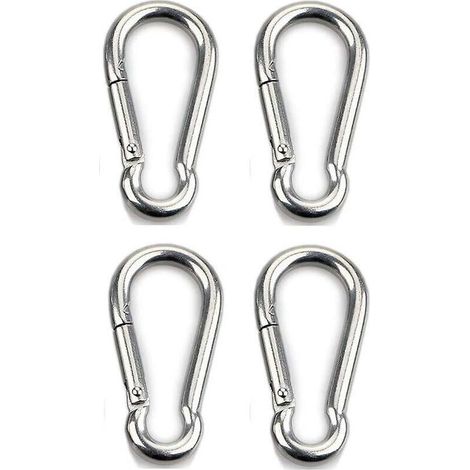 4pcs Heavy Duty Carabiner Clips for Sports, Dog Locks, Hammock Swings, 304 Stainless Steel, 8mm Thick (1/4)