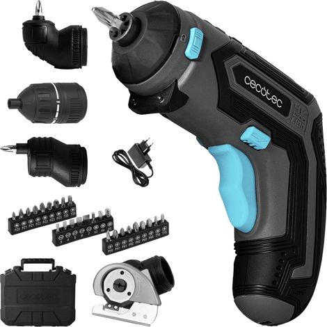 Cecotec Atornillador a Batería Compacto PowerGyro 3500 Total Set. 4V 1500mAh, Incluye 4 Cabezales Intercambiables, 200rpm