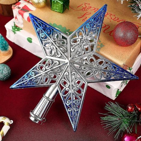 Étoile de Noël pour sapin - Décoration Starparty - Étoiles de sapin bleues - Décorations de Noël - Cadeaux - Décoration de Noël patriotique (1/5)