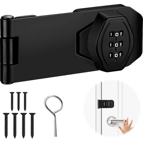 serrure porte coulissante 4 pouces verrou porte serrure placard mot de passe à 3 chiffres serrures à loquet à mot de passe pour petites portes armoires garage débarras jardin noir (1/5)