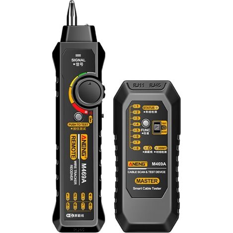 ANENG M469A Détecteur de câbles réseau RJ45 RJ11 LAN Testeur de câbles anti-interférences Instrument de test de réparation réseau, Noir