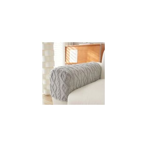 Copribraccioli per divano in jacquard geometrico elasticizzato (2 pezzi) - Lavabili e antiscivolo (grigio chiaro) - Crezuo